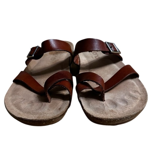 Yokono Brown Sandals Leather Slip On Comfort Shoes Size 7.5 Made In Spain - Picture 3 of 9